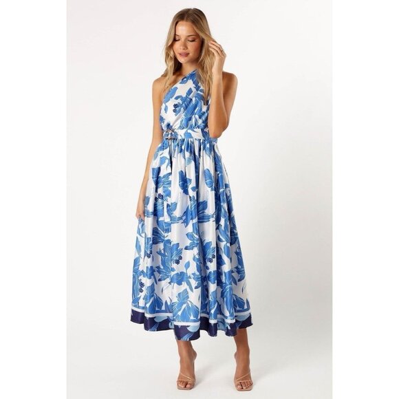 Petal and Pup Dresses & Skirts - Petal and Pup Womens Off Shoulder Midi Dress Long Blue White Floral Size 10